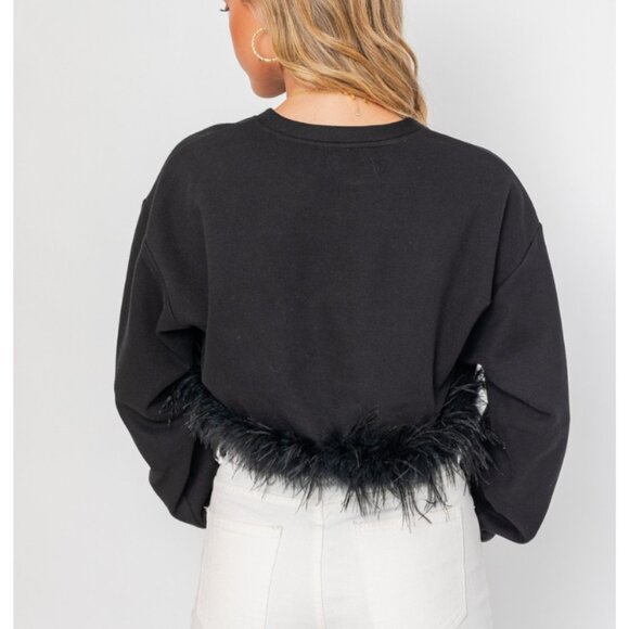 Feather Trim Sweatshirt - Picture 2 of 3